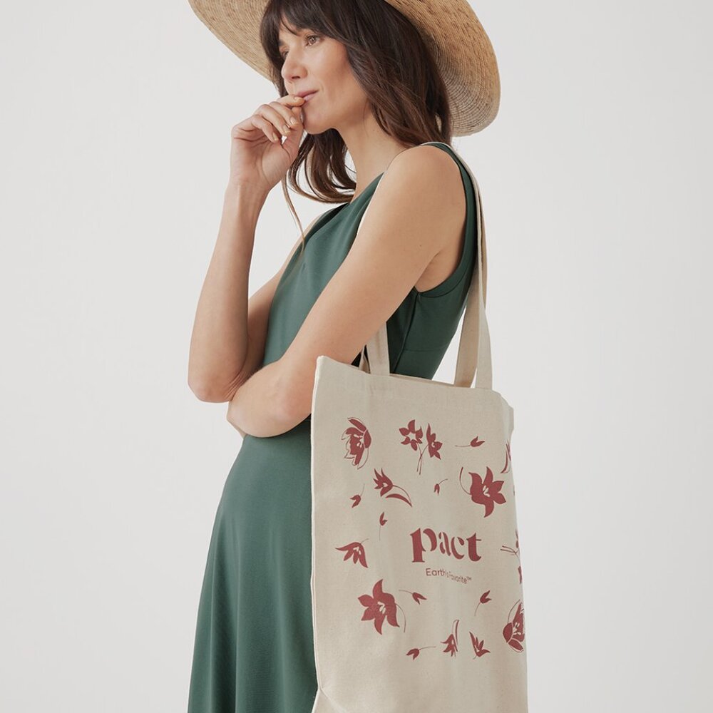 ๐ Pact Floral Canvas Tote ๐น Made with Organic Cotton in a Fair Trade Factory - Picture 2 of 3